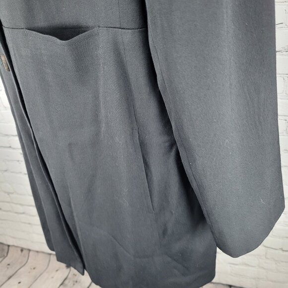VTG J. Jill Black Wool Blend Stretch Lightweight Buttoned Lined Coat Size 18 - Picture 10 of 16